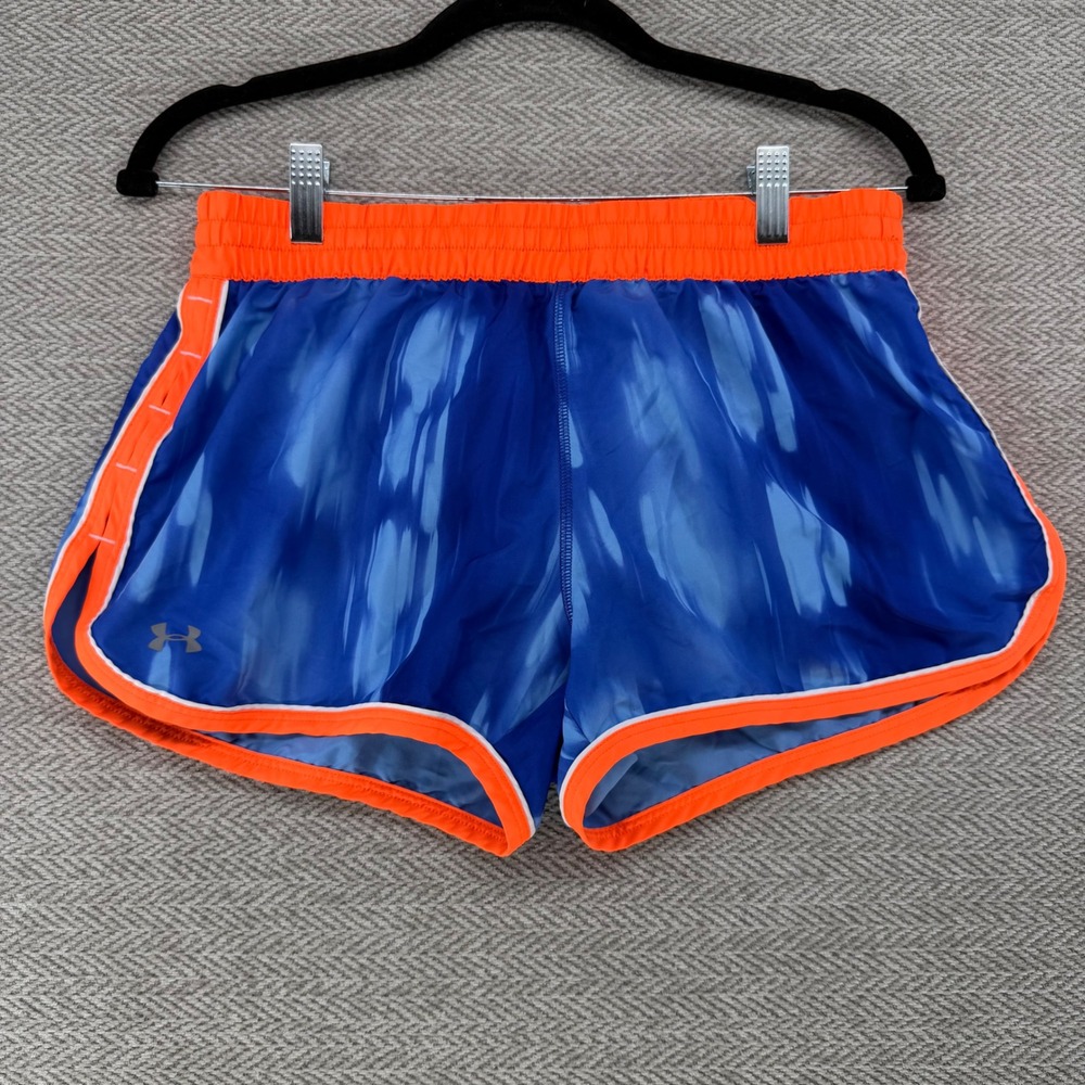 Under Armour Shorts Small Blue Orange Polyester HeatGear Running Athletic Gym
